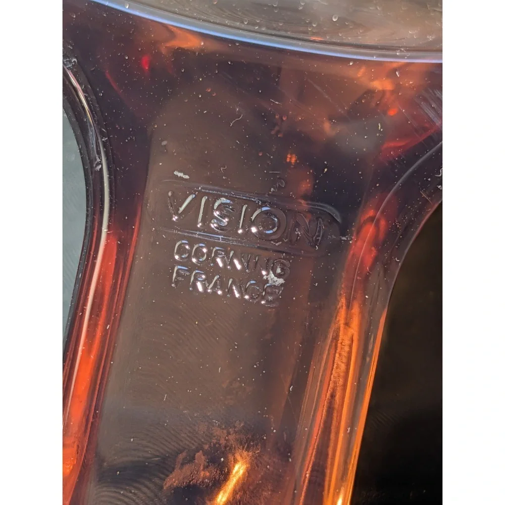 VNTG USA Visions Corning Amber Glass Pyrex Set 0.5L 1.5L 2.5L Pots/Lids Skillet